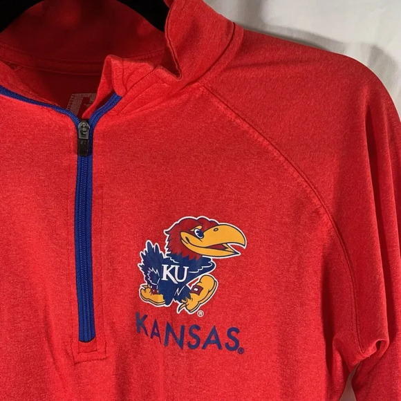 KU Jayhawks Jacket Women's Small Red 1/4 Zip Long Sleeve Pullover - Picture 3 of 7